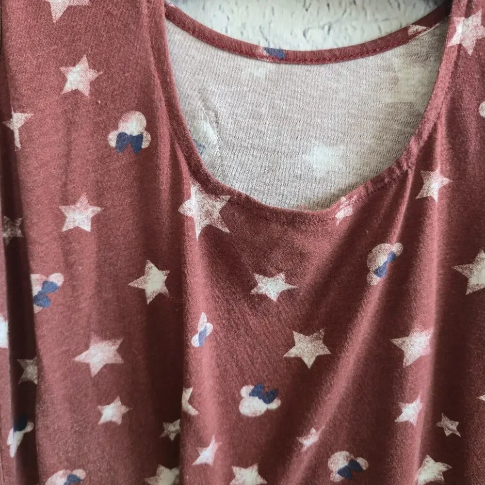 Disney Women's Patriotic American Flag Stars & Stripe Minnie Mouse Tank